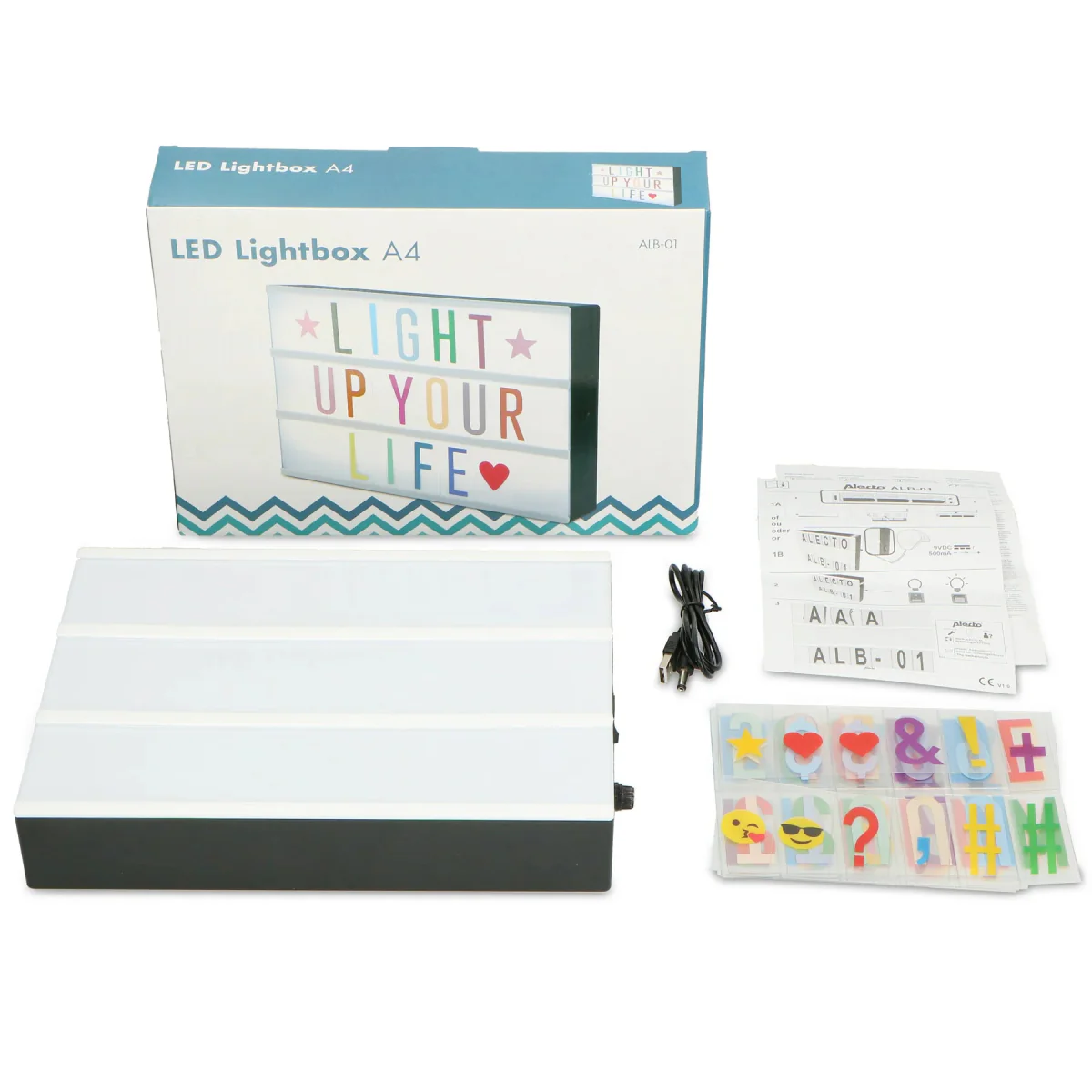Alecto Lichtbak Letters Led Lichtbox A4 Zwart Wit Inclusief 85 Letters En Symbolen - Image 7