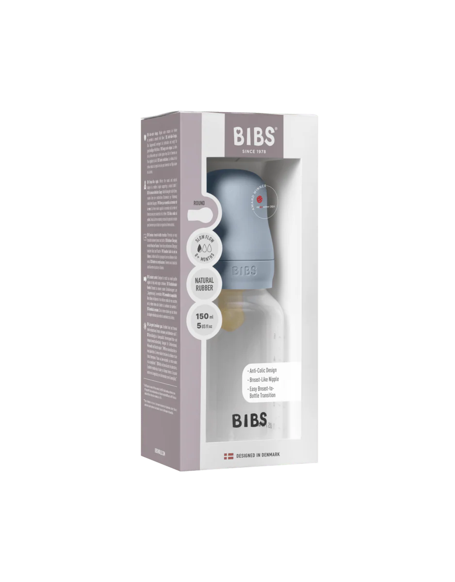 BIBS Babyfles Round Latex 150Ml Slow Flow Baby Blue - Image 4