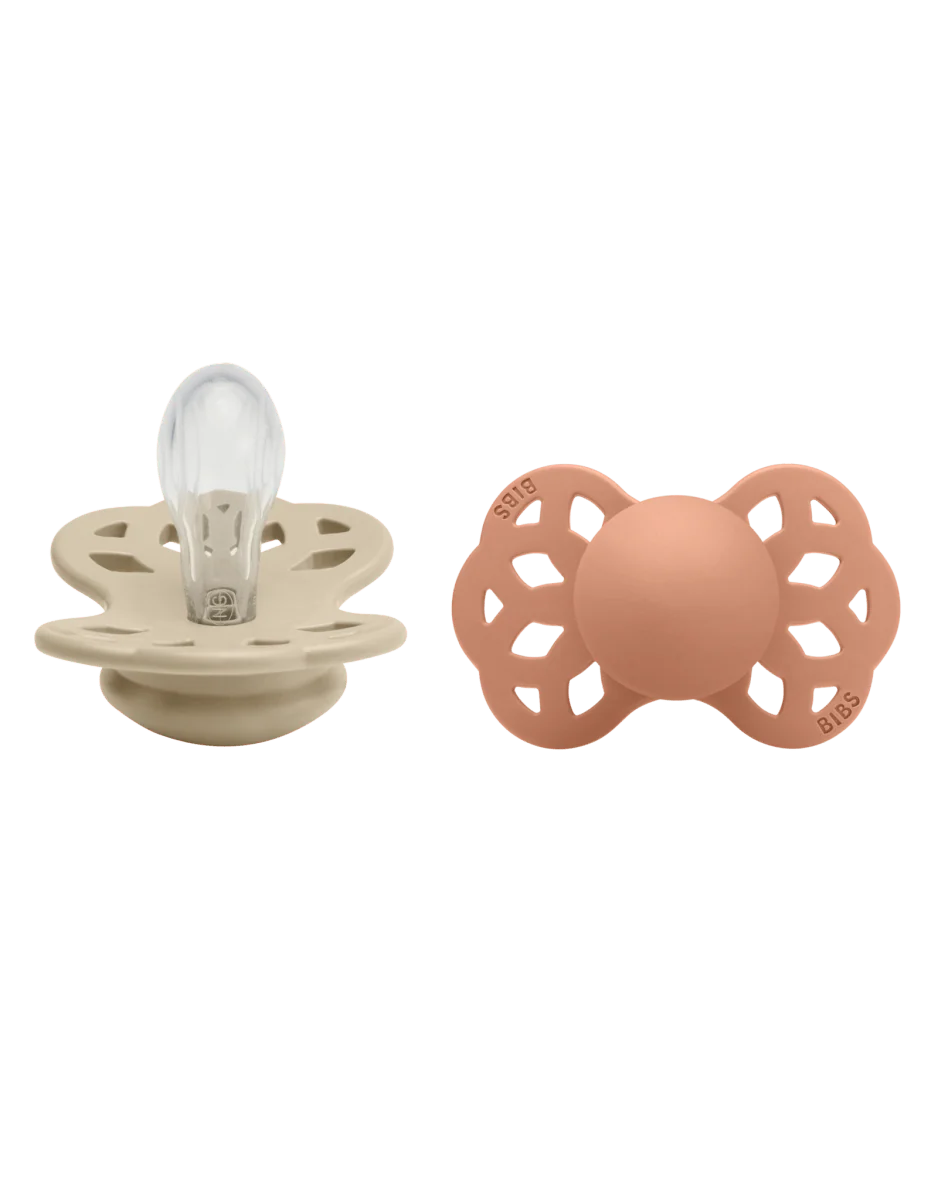 BIBS Speen Maat 1 Silicone Symmetrical Vanilla/Peach 2st