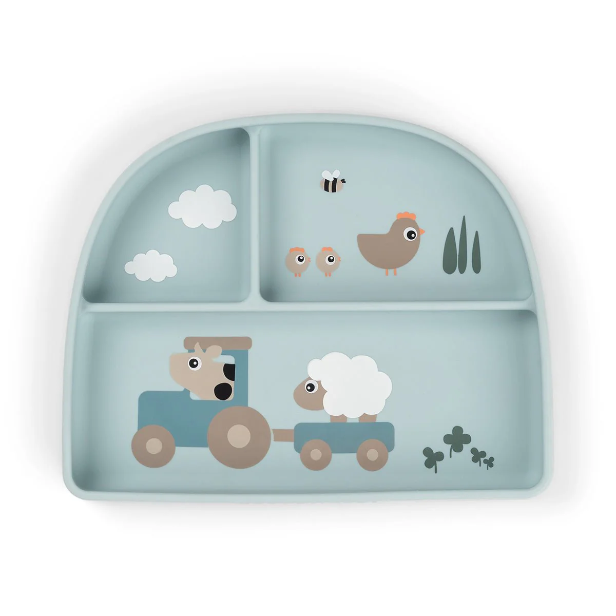 Done by Deer Babybord Stick & Stay Vakjes Tiny Farm Blue