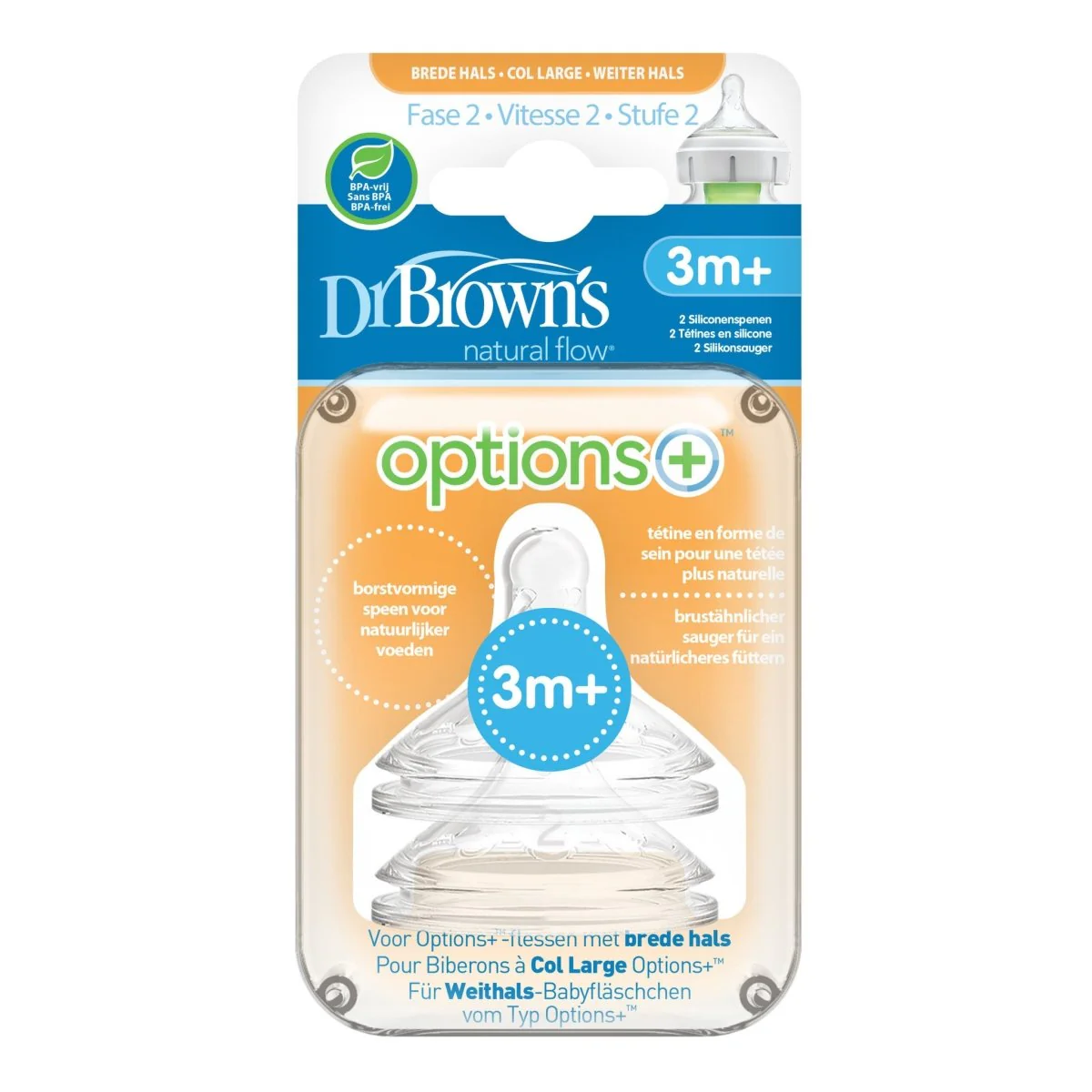 Dr. Brown's Options + Speen Fase 2 Brede Halsfles 2st - Image 2