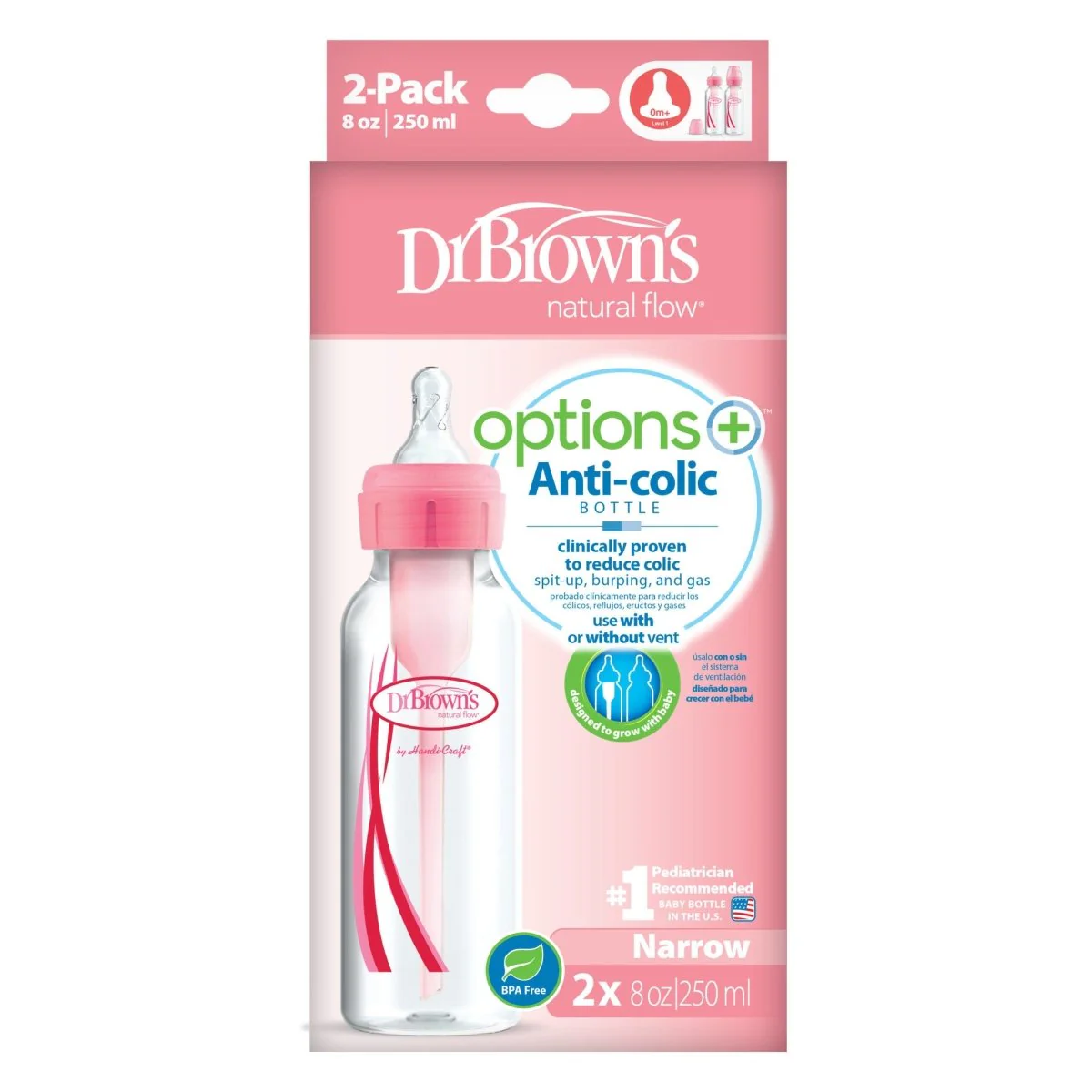 Dr. Brown's Options+standaardfles 250ml duopack roze - Image 2