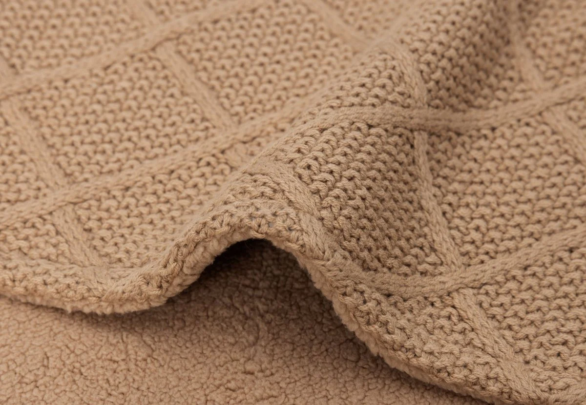 Jollein Wiegdeken Check Knit Biscuit/Teddy Fleece 75 X 100 Cm - Image 4