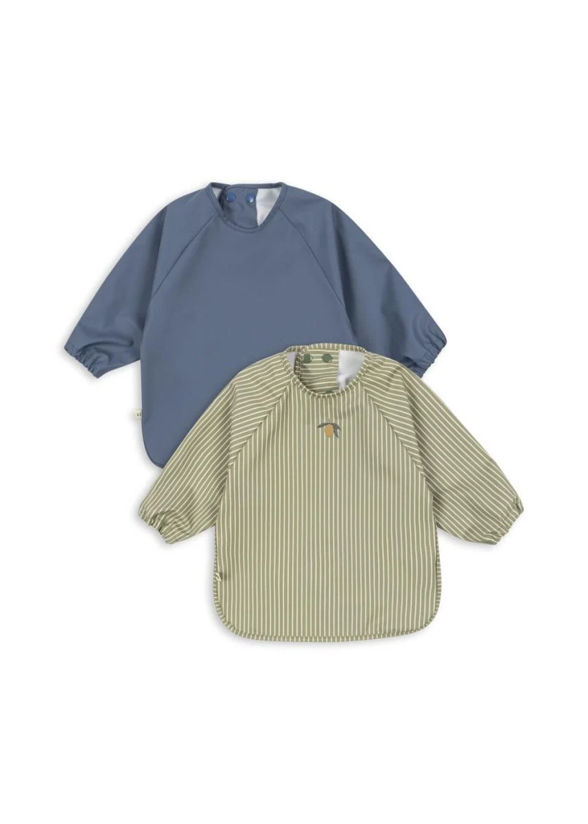 Konges Sløjd Slabbetje Met Mouwen Tea Stripe /Flint Stone 2St