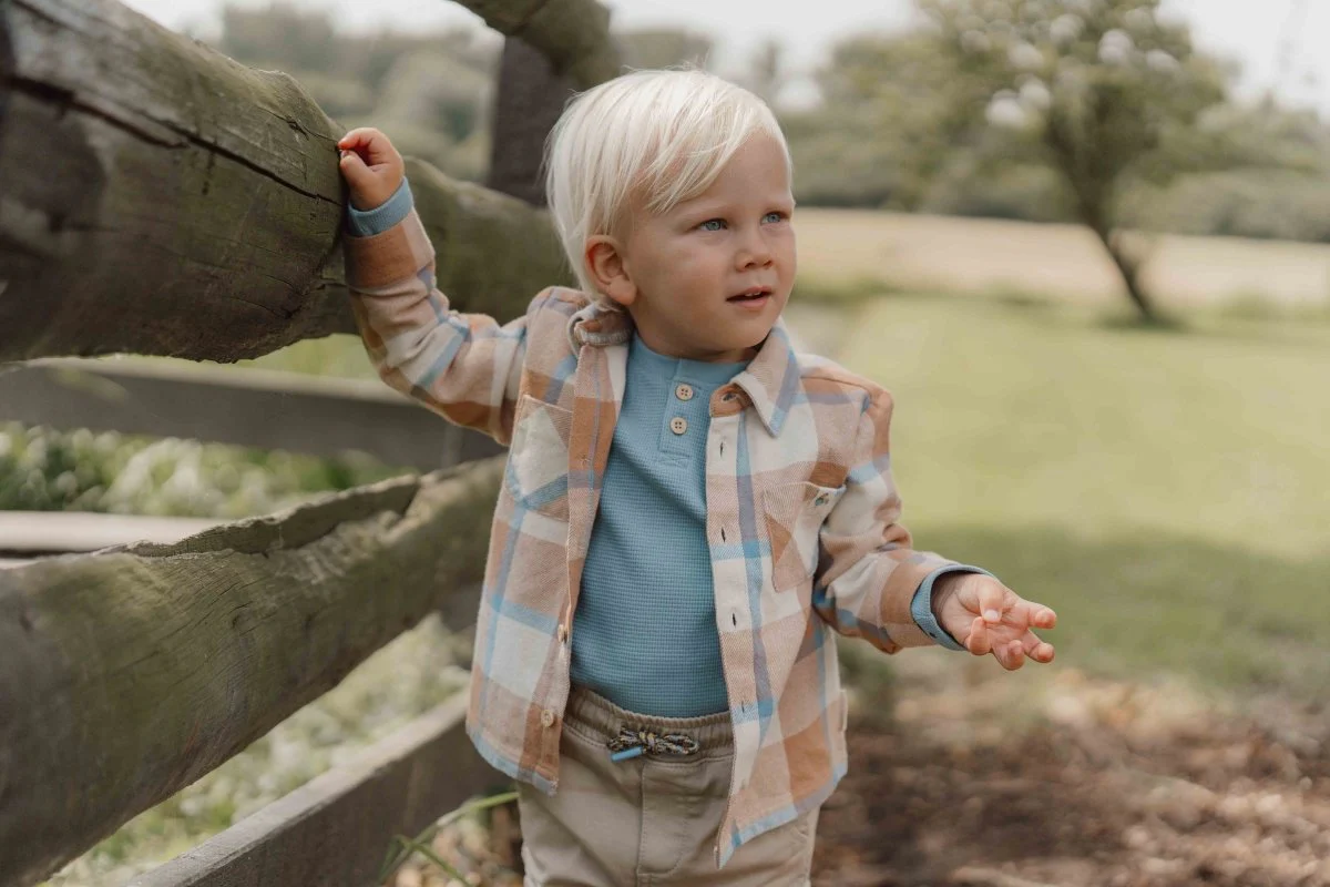 Little Dutch Babyblouse Winter Ice Blue Check Boys - Image 3