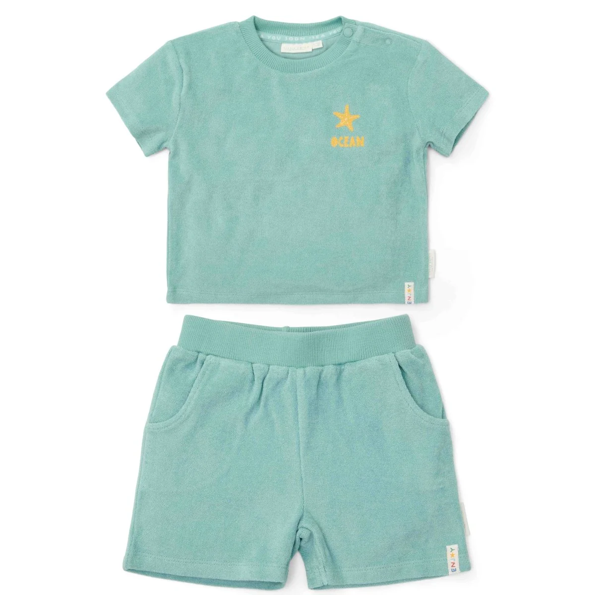 Little Dutch Kleding Set Seashells And Stripes Surf Blue