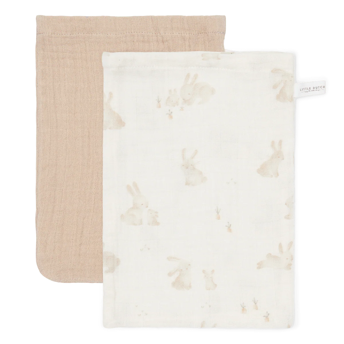 Little Dutch Washandje Set Hydrofiel Baby Bunny Beige