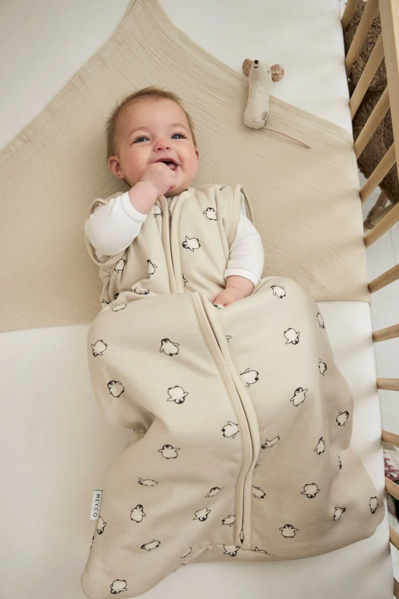 Meyco Baby Penguin Baby Slaapzak Met Afritsbare Mouwen Soft Sand - Image 7
