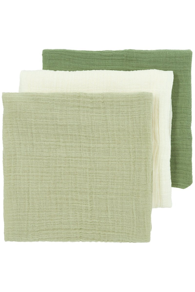 Meyco Hydrofiele Doek Naturel/Soft Olive/Olive Green 70Cm 3St