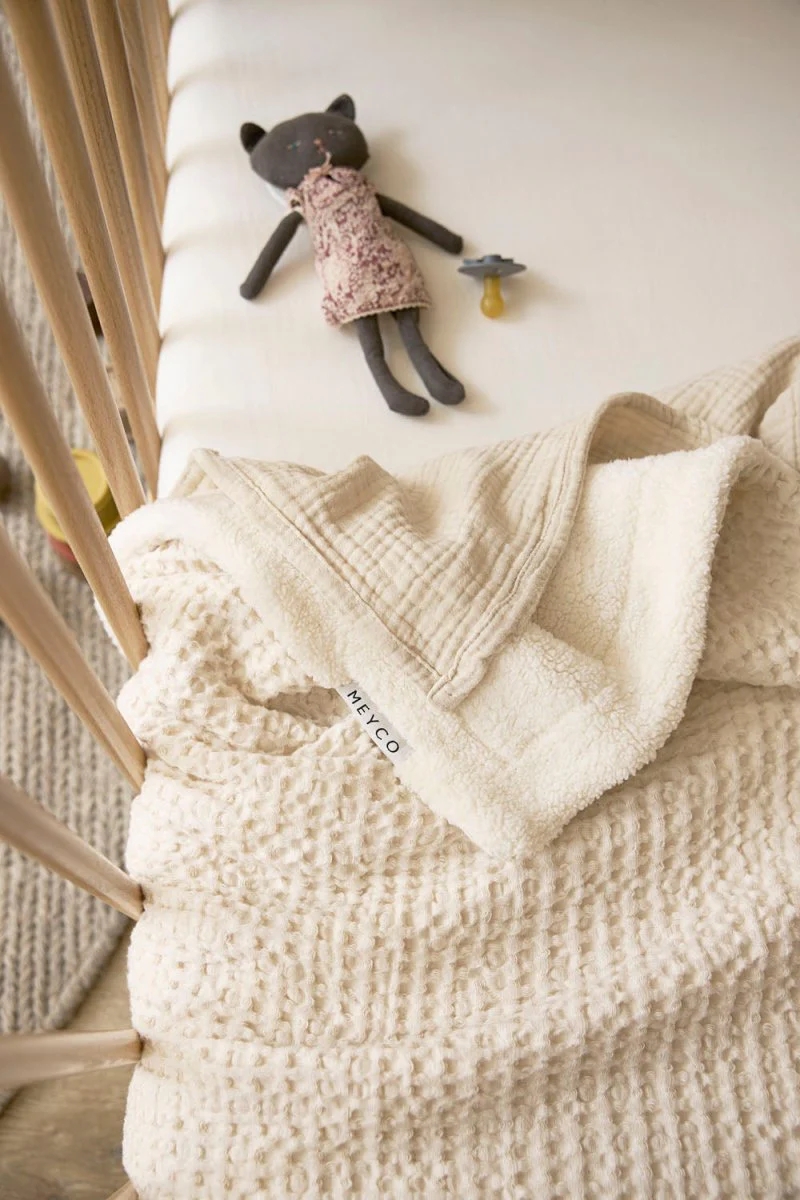 Meyco Wiegdeken Wafel Teddy Nature 75X100cm - Image 5