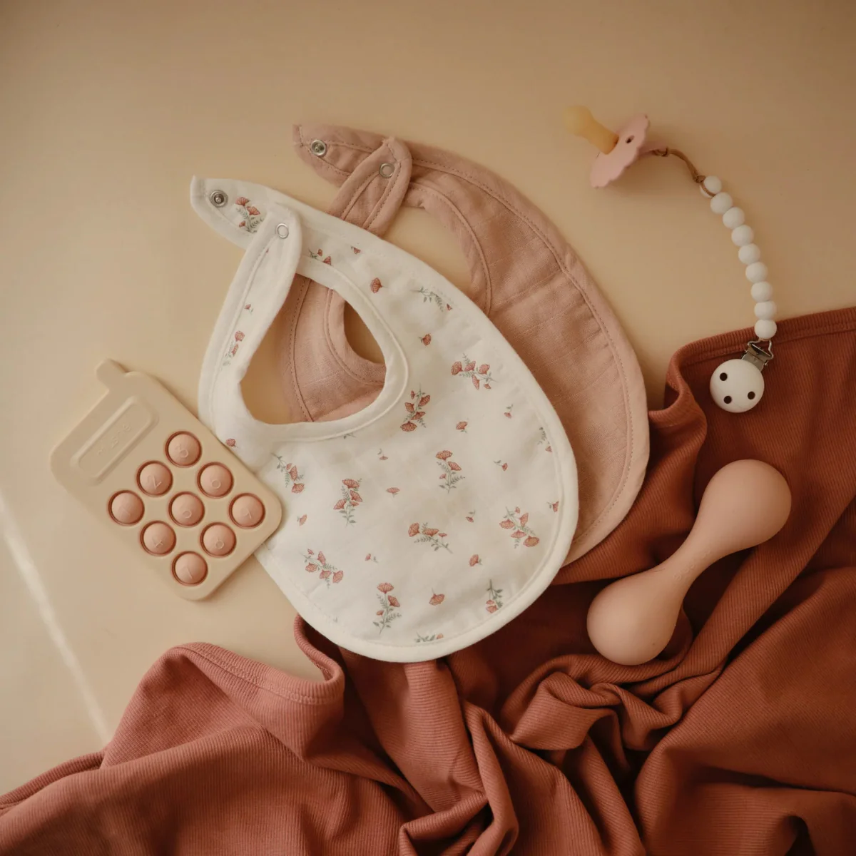Mushie Slabbetje Blush/Pink Floral 2St - Image 7