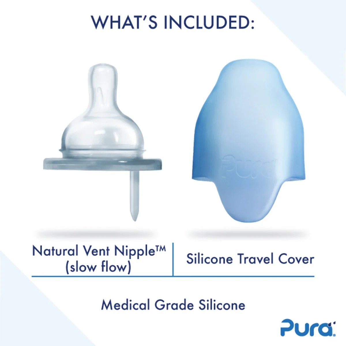 Pura Babyfles Rvs 150 Ml + Silicone Speen Slow Flow + Silicone Reisdop + Moss Sleeve - Image 2